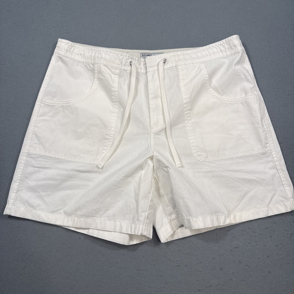 Old Navy Shorts Womens 12  WHITE Cargo Drawstring Cotton Utility Pockets Casual